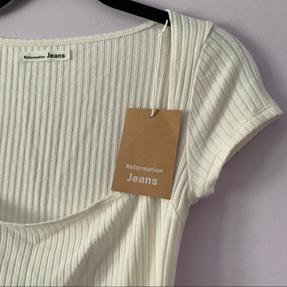 Reformation Bardot Top Ivory Sz XS - Picture 11 of 15